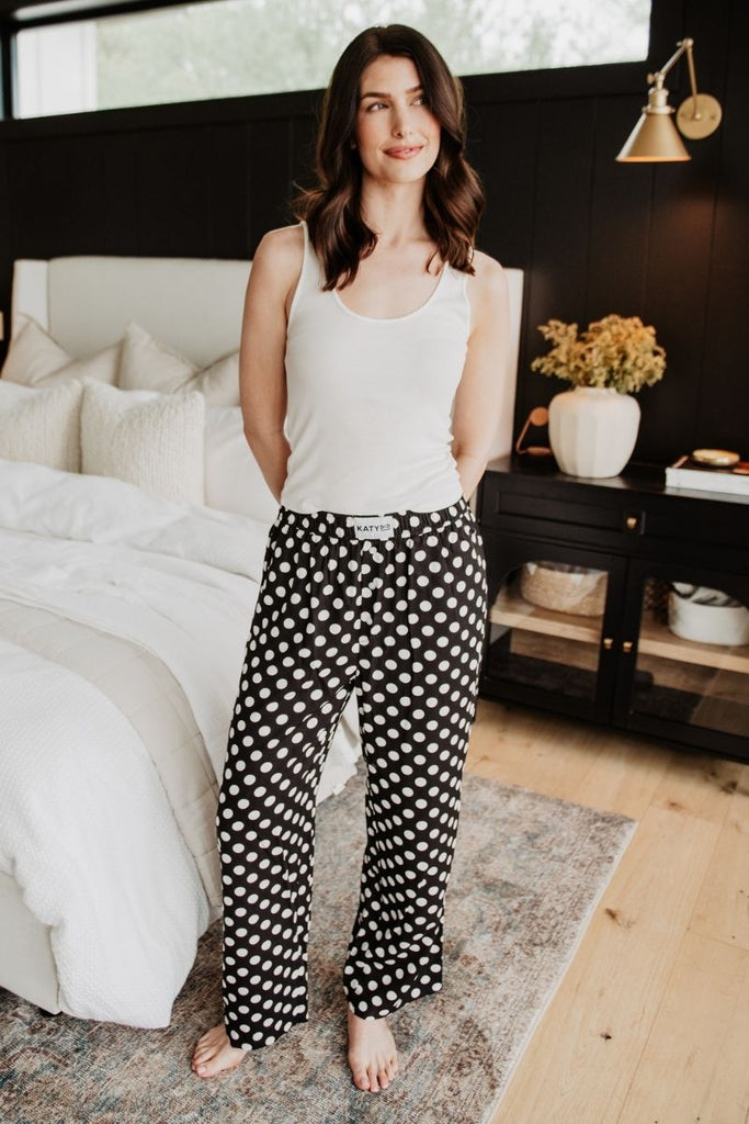 Black & White Polka Dots Boxer Pants