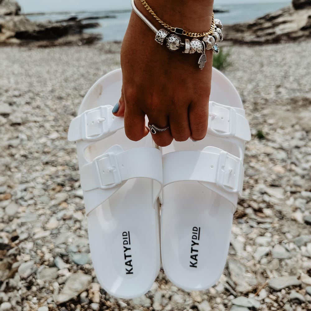 White Rubber Beach Sandals for Women