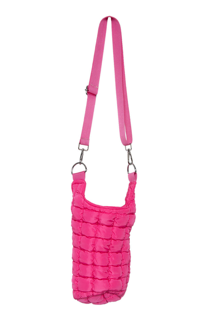 Hot Pink Quilted Water Bottle Carrier Bag