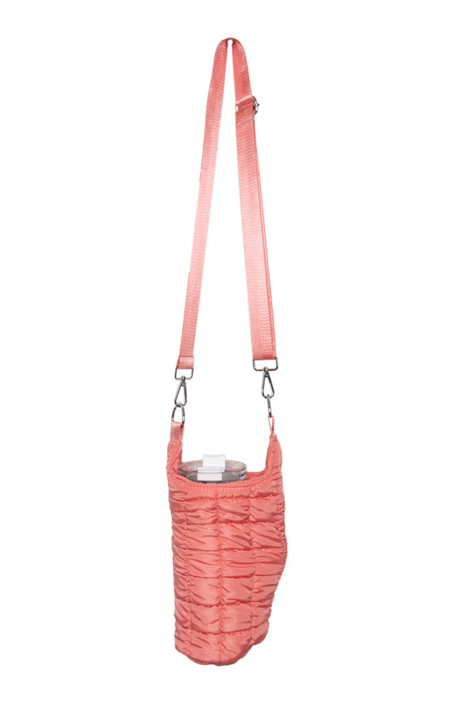 Coral Quilted Water Bottle Holder