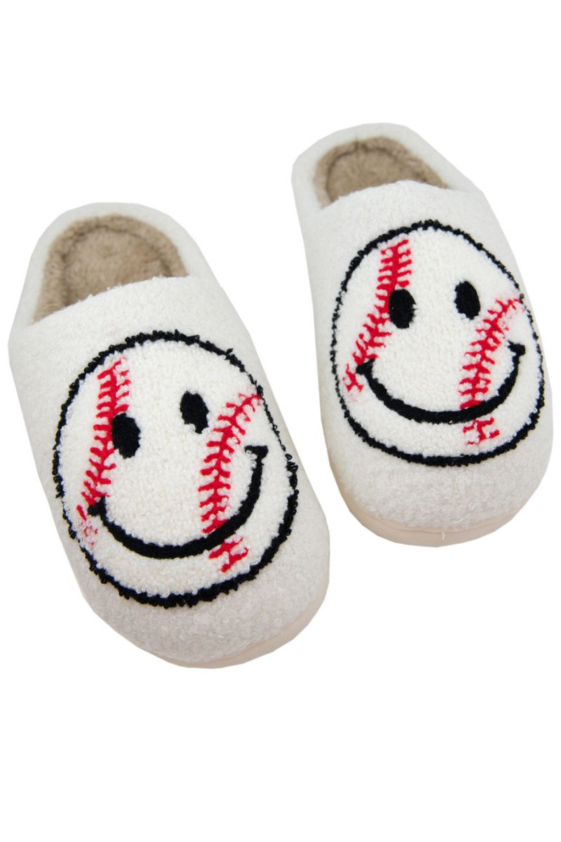 Baseball Happy Face Slippers - Katydid.com