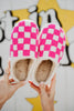 Hot Pink Checkered Pattern Slippers