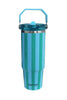 Aqua and Green Striped 30 Oz Cabana Tumbler - Katydid.com