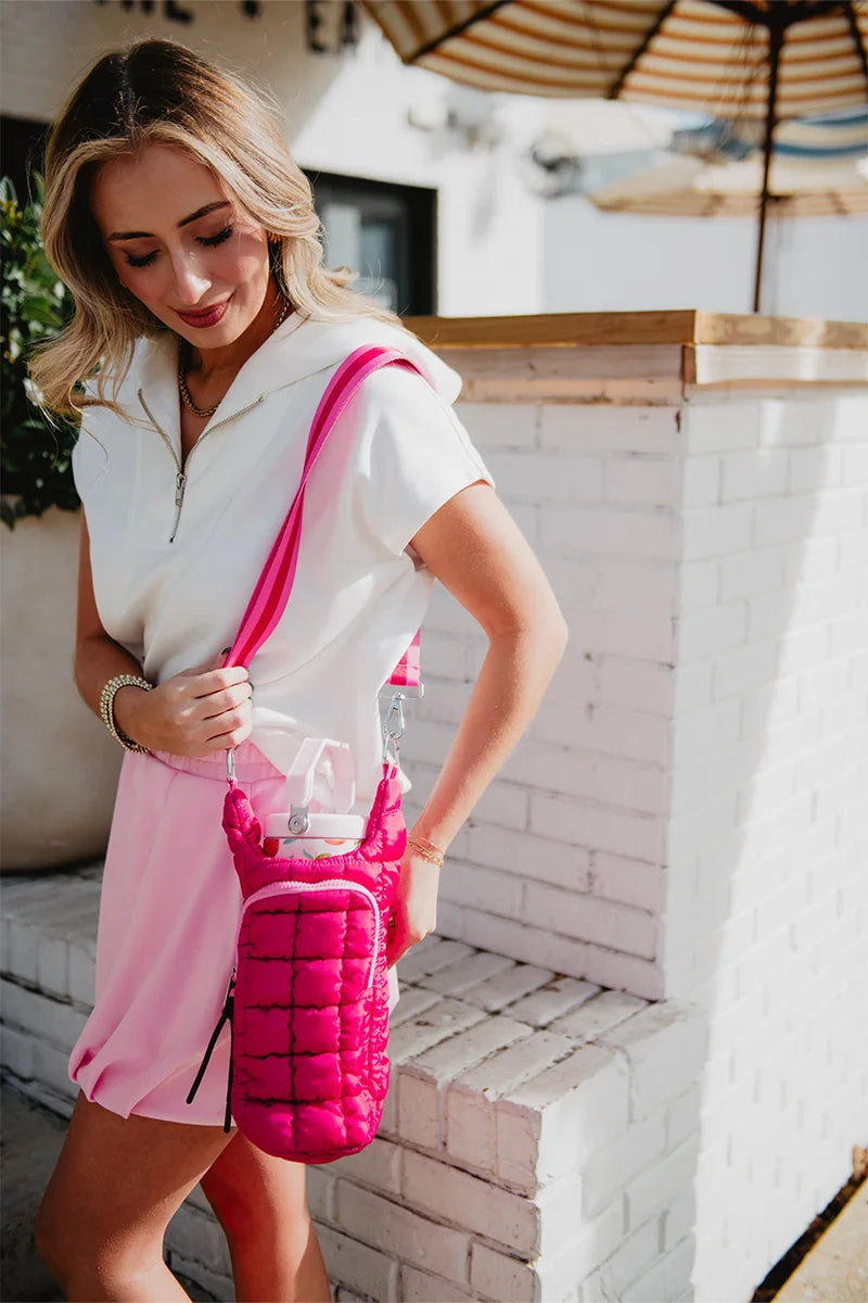 Hot Pink Two-Toned Water Bottle Holder - Katydid.com