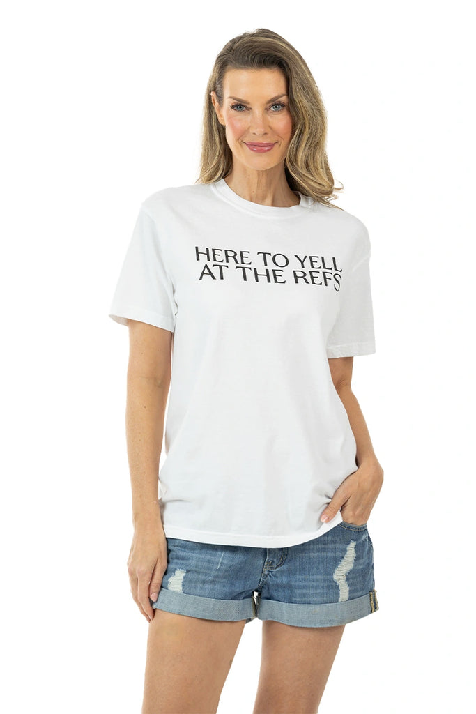 Here To Yell At The Refs Woman Graphic Tee