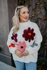 White Floral Warm Fall Stitched Sweater
