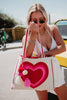 Beating Heart Chenille Tote Bag for Women
