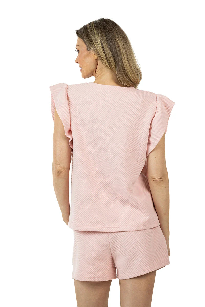 Light Pink Ruffle Top Two-Piece Set