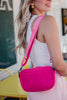 Hot Pink Woven Crossbody Bag