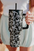Black & White Bows All Over Drink Tumbler Cup