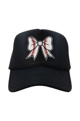 Baseball Bow Coquette Patch Foam Trucker Hat