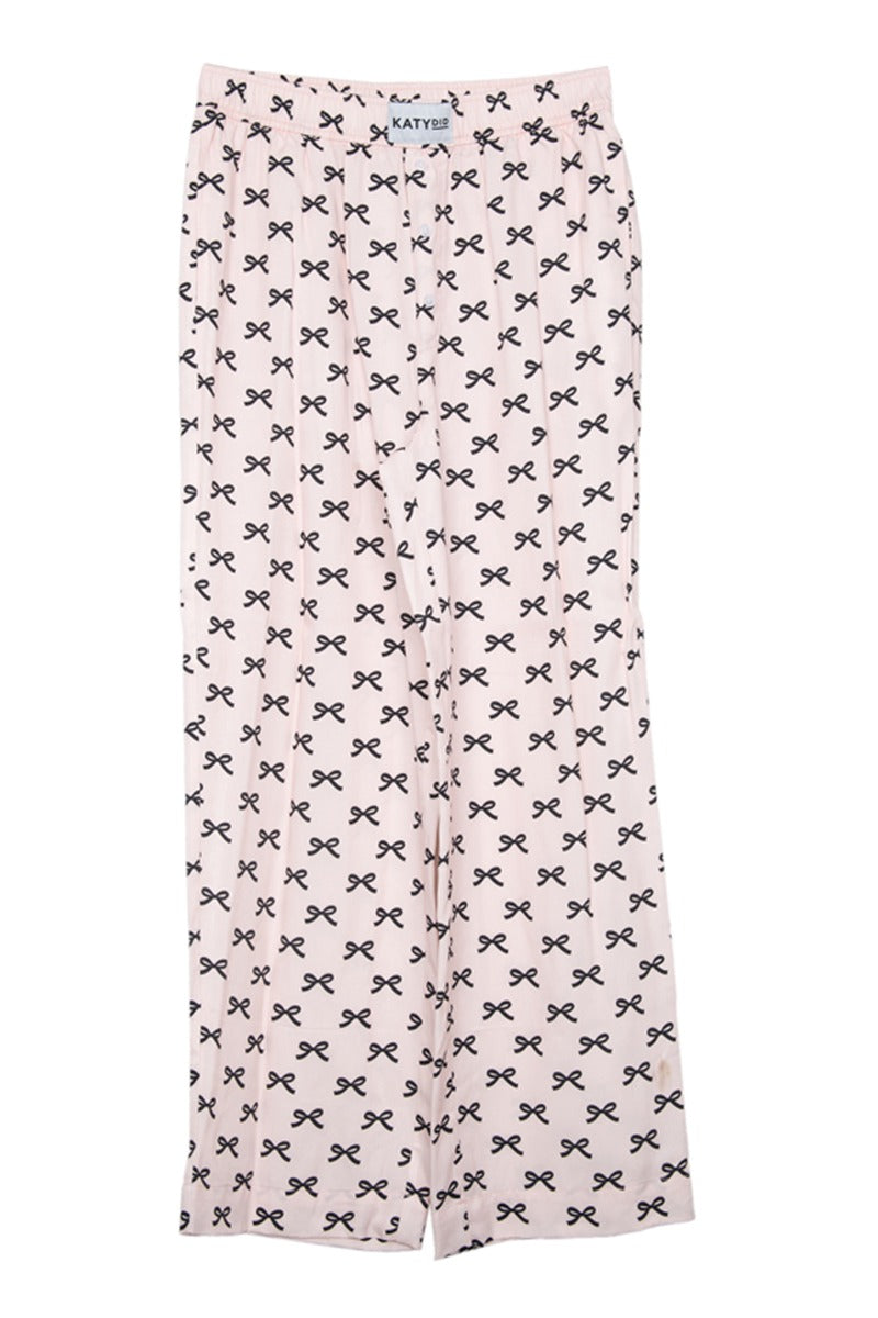 Mini Black Bow Light Pink Soft Boxer Pants