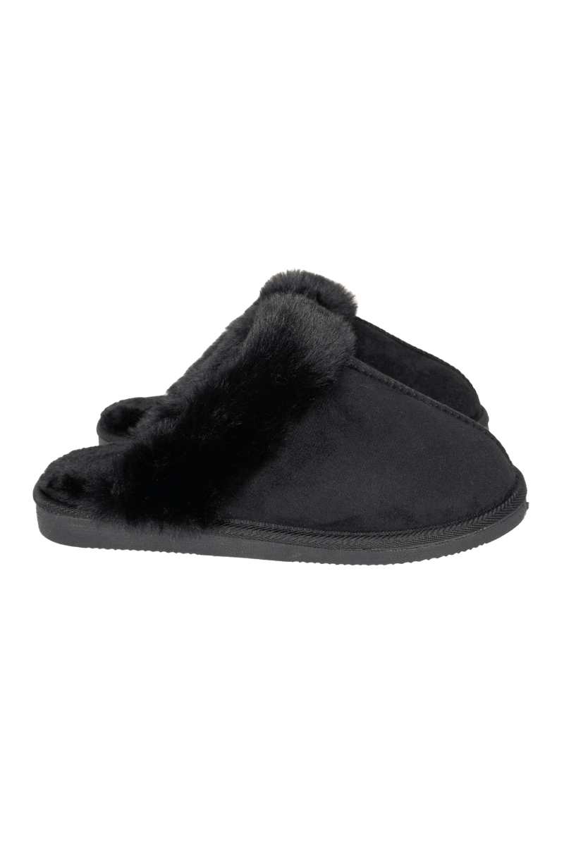 Black Faux Fur Cozy Slippers