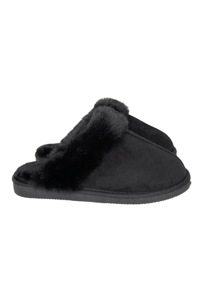 Black Faux Fur Cozy Slippers
