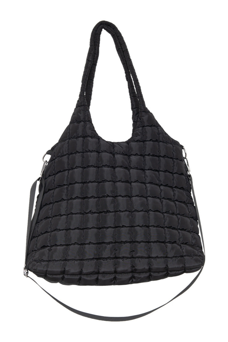 Black Rectangular Puffer Tote Bag