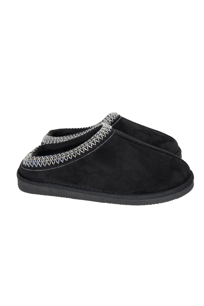 Black Embroidered Women's Slippers