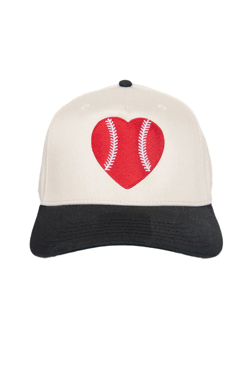 The Katydid Red Baseball Heart Cap Trucker Vintage features a bold heart-shaped design with white baseball stitching—perfect for fans seeking a stylish, standout accessory.