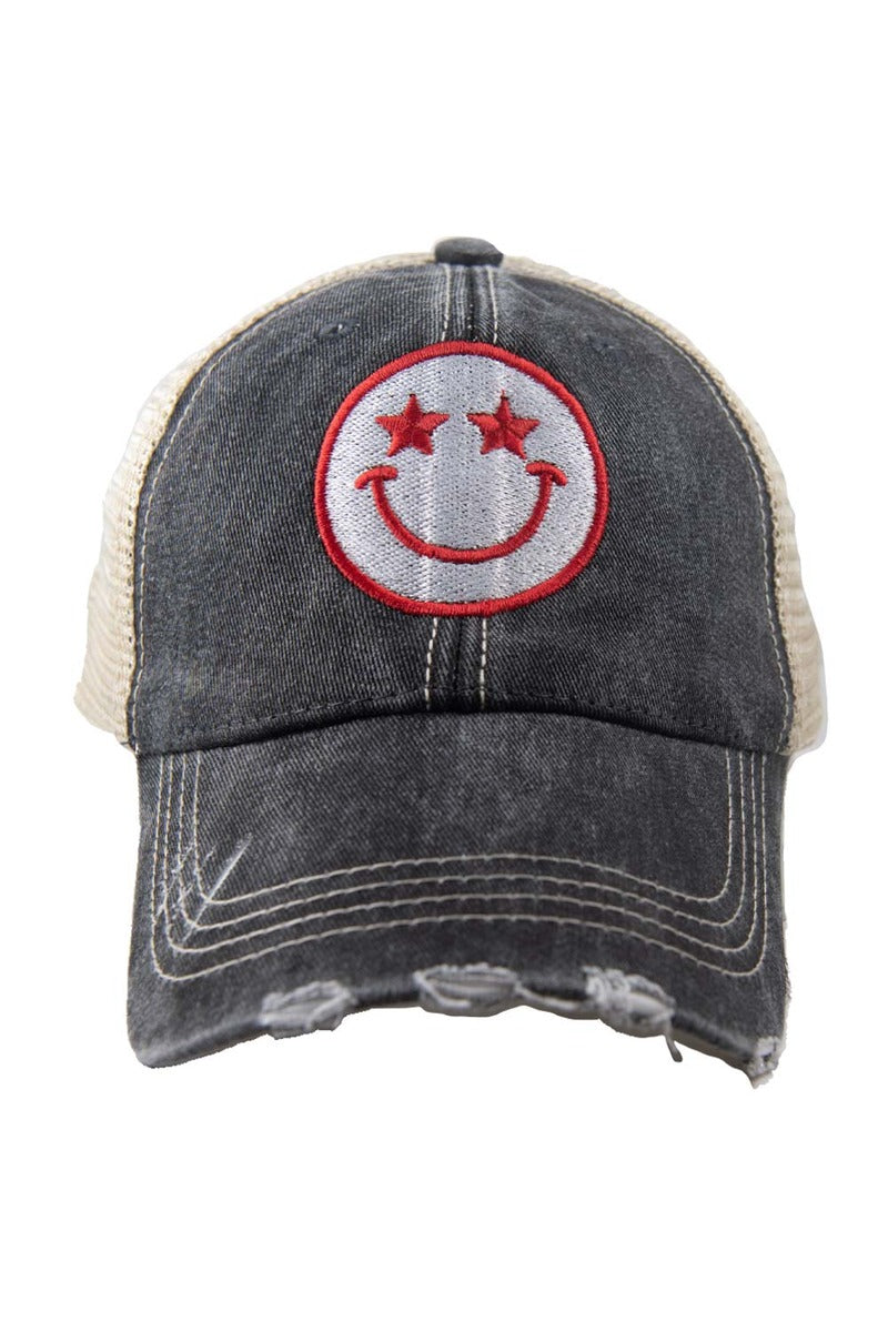 Star Eyed Happy Face Summer Trucker Hat - Katydid.com