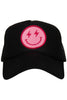 Hot Pink Lightning Happy Face Trucker Hat