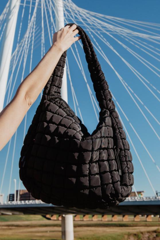 Black X Large Quilted Tote