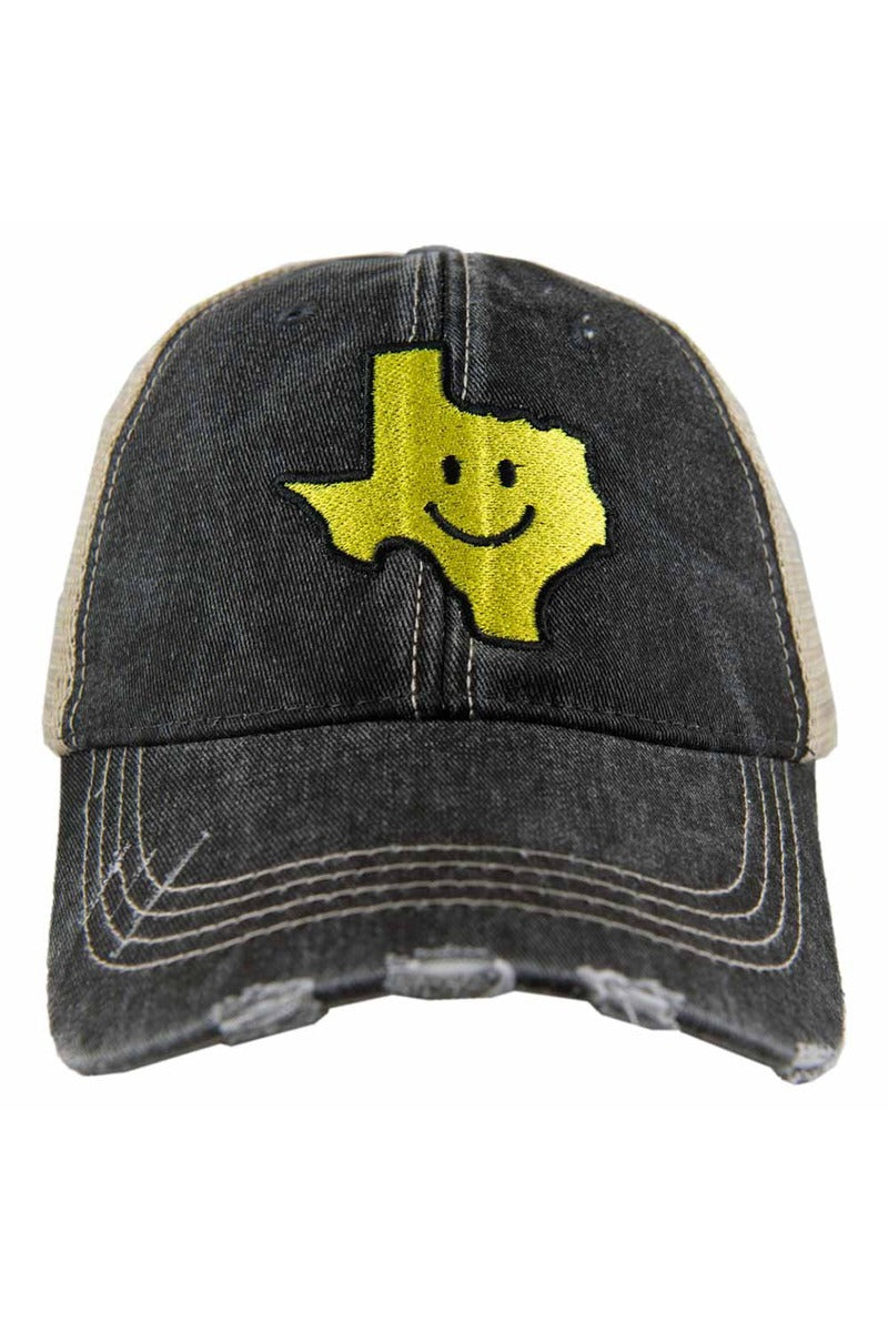 Texas Shaped Happy Face Trucker Hat - Katydid.com