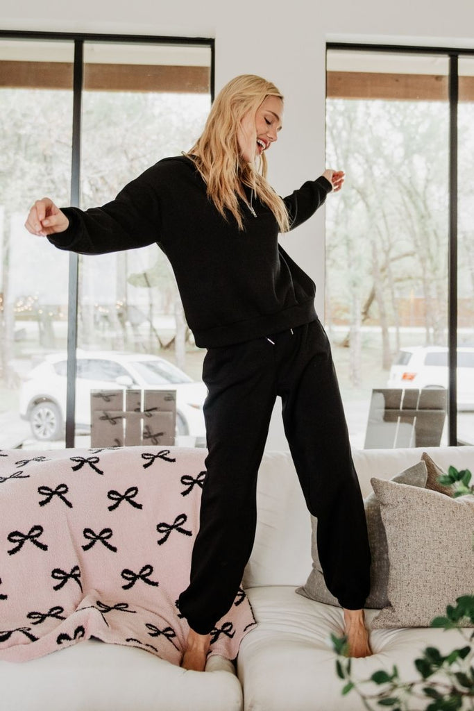 Black Matching Scuba Pants Set