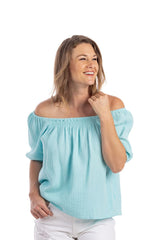 Cotton Gauze Puff Sleeve Blouse