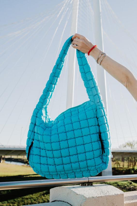 Quilted Tote Bag With Zipper Blue Quilted Bag Katydid