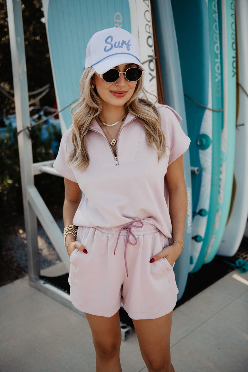 Blush Half Zip Scuba Set - Katydid.com
