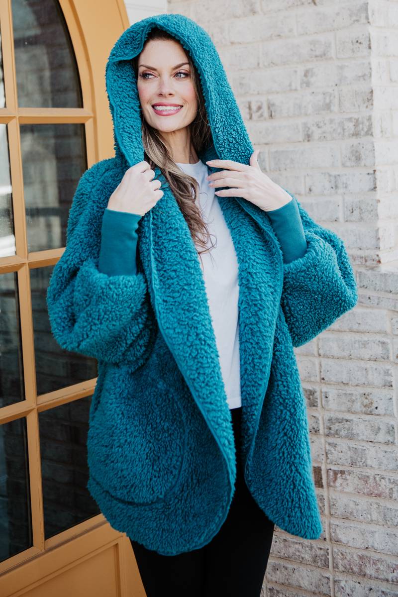 Deep Teal Lightweight BODY WRAP w/ Hoodie & Pockets