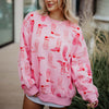 Light Pink Western Boots Printed All Over Sweatshirt