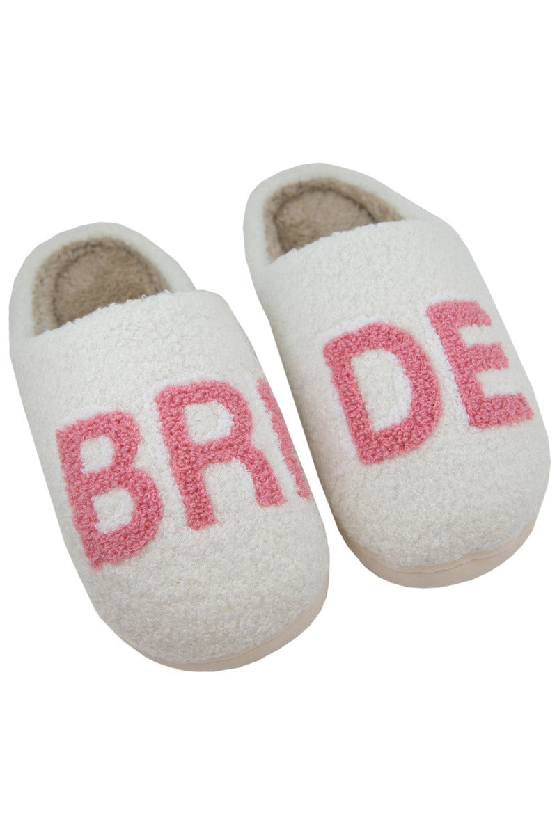 BRIDE Pink Fuzzy Slippers - Katydid.com