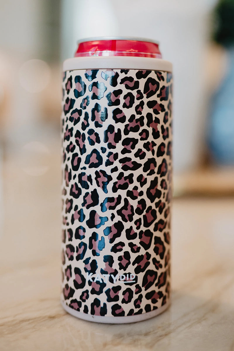 Brown Leopard Slim Can Cooler