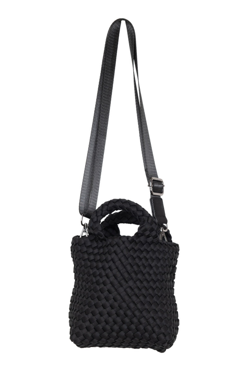 Black Woven Bucket Handbag - Katydid.com