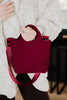 Wine Woven Crossbody Bucket Bag