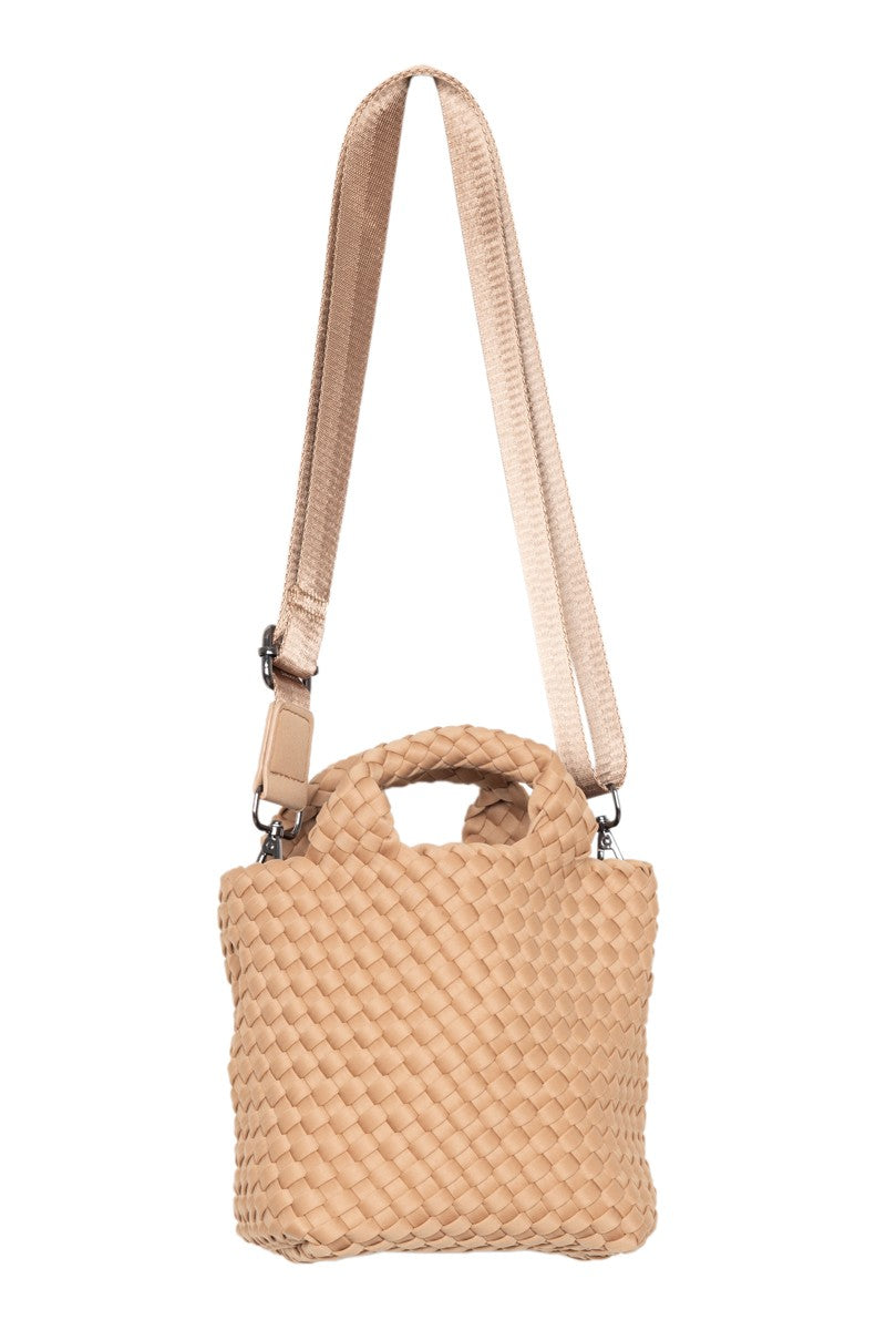 Camel Woven Mini Bucket Bag - Katydid.com