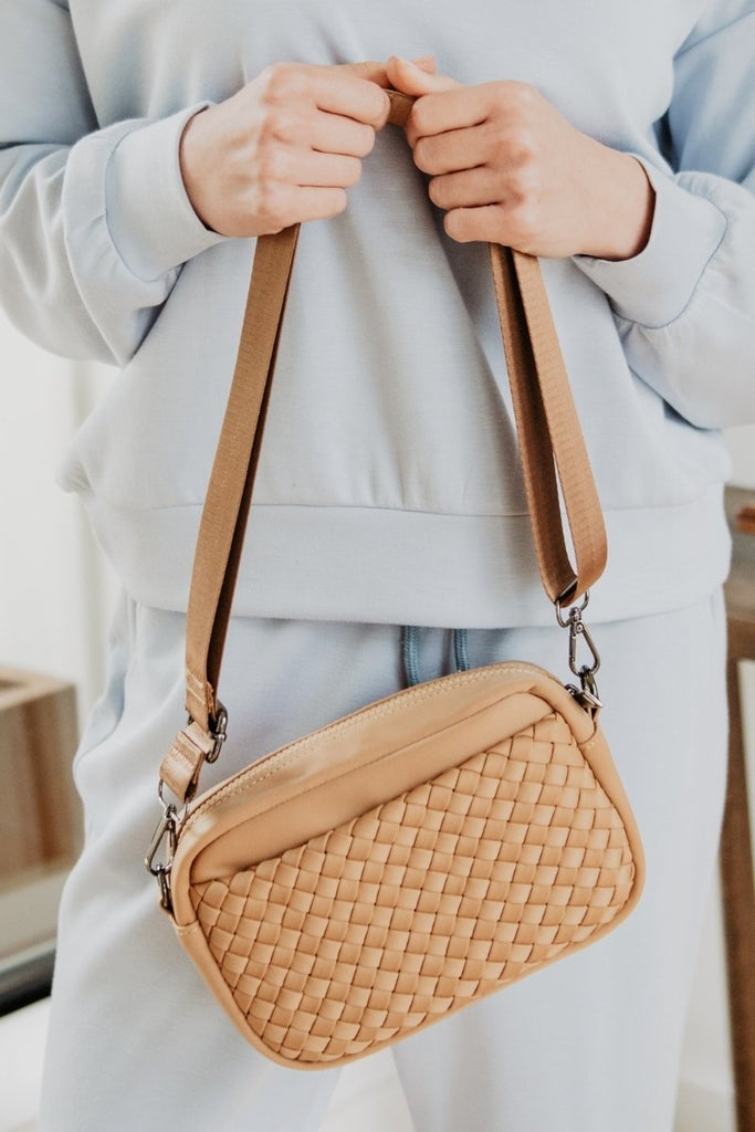 Camel Woven Crossbody Bags Women