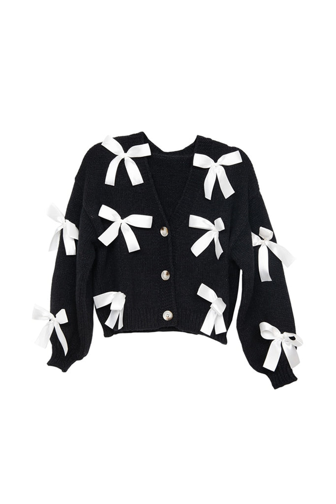 Bow Knit Cardigan Women's Sweaters