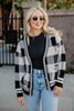 Open Front Black Plaid Cardigan Sweater