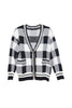 Open Front Black Plaid Cardigan Sweater