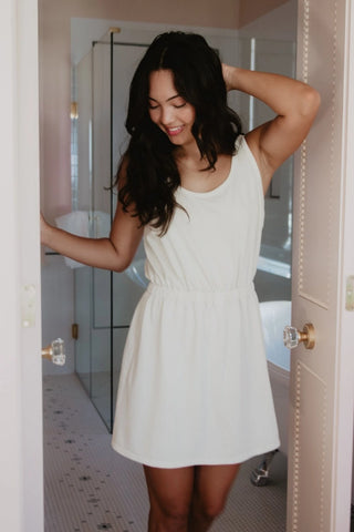 Cream Summer Mini Dress | Cotton Dress