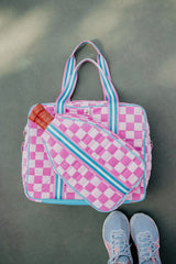 Pink Checkerprint Pickleball Tote Bag