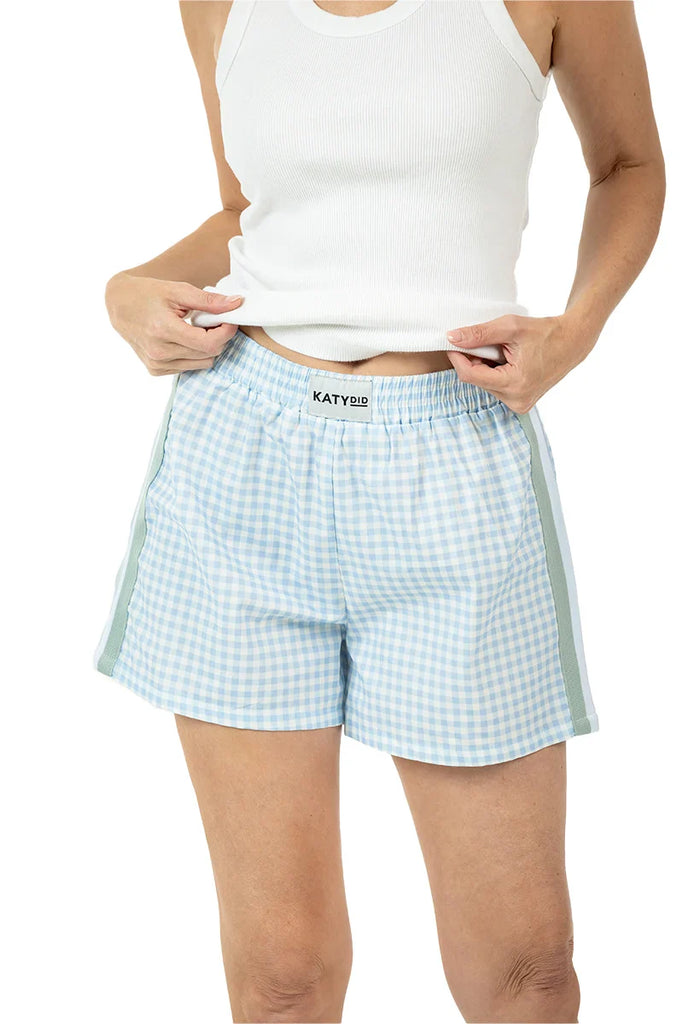 Light Blue Plaid Boxers Female - Katydid.com