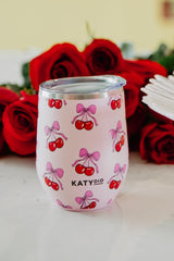 Cherry Bow Wine Tumbler with Lid