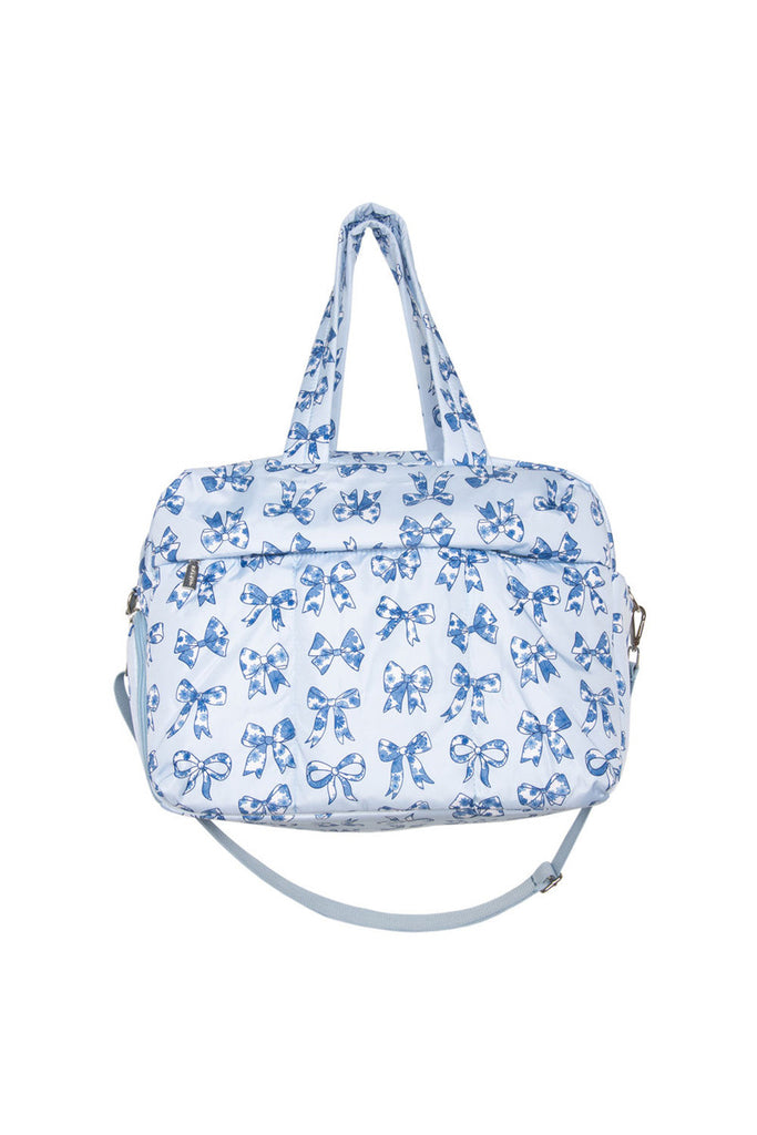 Light Blue Toile Coquette Bows Weekender w/ Pass-Thru Slip