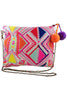 Rainbow Swirl Beaded Clutch with Pom Poms