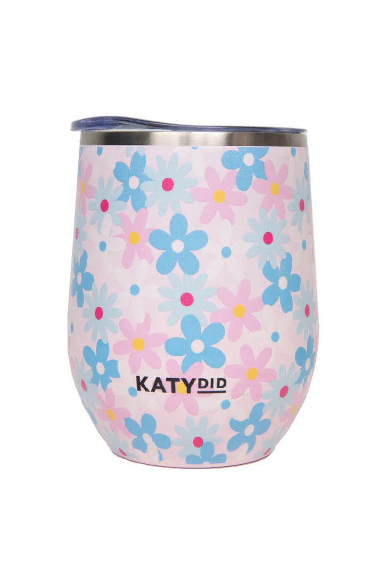 Dainty Florals Pink WINE TUMBLER Cup - Katydid.com