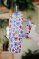 Lilac Floral Coffee Tumbler Cup