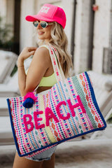 BEACH Tasseled Oversized Tote Bag for Women