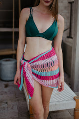 Deep Pastel Stripes Crochet Coverup Sarong